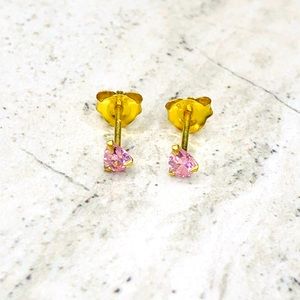 925 Sterling Silver Gold Pink Pear CZ Earrings